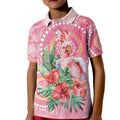 Breast Cancer Pink Cockatoo Kid Polo Shirt Indigenous Australia Watercolor Glaze - Aussie Hoodie