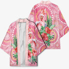 Breast Cancer Pink Cockatoo Kimono Indigenous Australia Watercolor Glaze - Aussie Hoodie