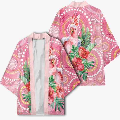 Breast Cancer Pink Cockatoo Kimono Indigenous Australia Watercolor Glaze - Aussie Hoodie