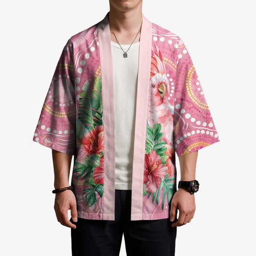 Breast Cancer Pink Cockatoo Kimono Indigenous Australia Watercolor Glaze - Aussie Hoodie