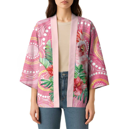 Breast Cancer Pink Cockatoo Kimono Indigenous Australia Watercolor Glaze - Aussie Hoodie