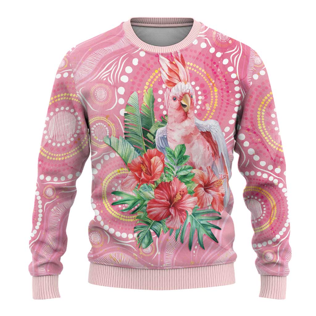 Breast Cancer Pink Cockatoo Ugly Christmas Sweater Australia Indigenous Watercolor Glaze - Aussie Hoodie