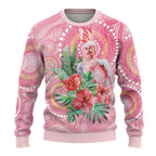 Breast Cancer Pink Cockatoo Ugly Christmas Sweater Australia Indigenous Watercolor Glaze - Aussie Hoodie