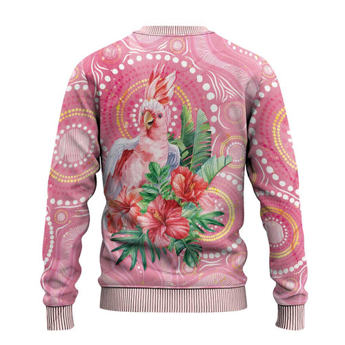 Breast Cancer Pink Cockatoo Ugly Christmas Sweater Australia Indigenous Watercolor Glaze - Aussie Hoodie
