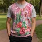 Breast Cancer Pink Cockatoo Christmas Knitted V-Neck Vest Australia Indigenous Watercolor Glaze - Aussie Hoodie