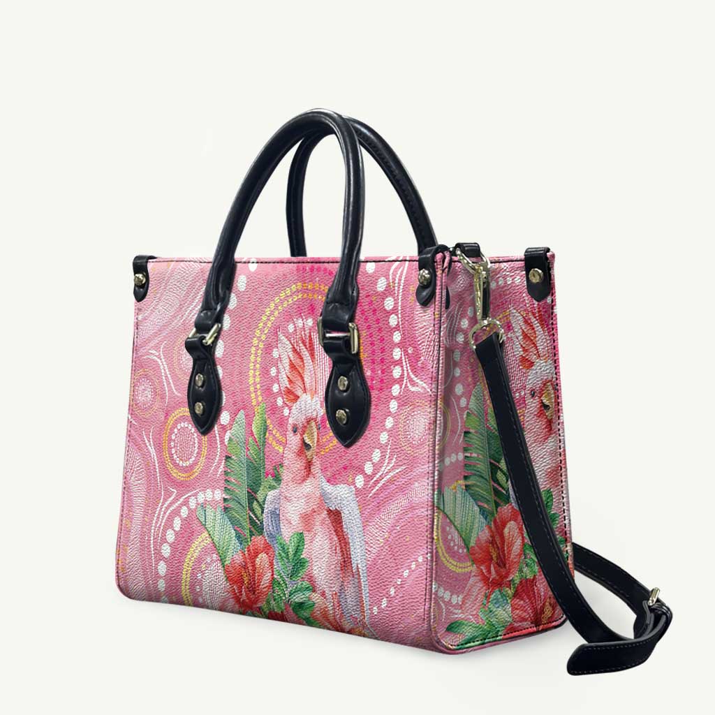 Breast Cancer Pink Cockatoo Leather Bag Indigenous Australia Watercolor Glaze - Aussie Hoodie