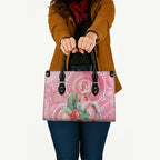 Breast Cancer Pink Cockatoo Leather Bag Indigenous Australia Watercolor Glaze - Aussie Hoodie