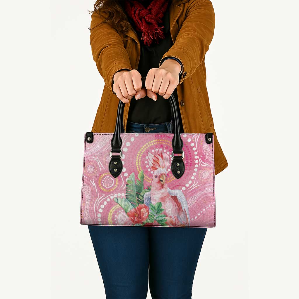 Breast Cancer Pink Cockatoo Leather Bag Indigenous Australia Watercolor Glaze - Aussie Hoodie