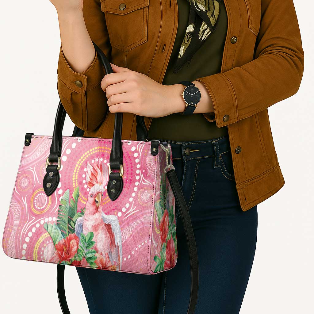 Breast Cancer Pink Cockatoo Leather Bag Indigenous Australia Watercolor Glaze - Aussie Hoodie