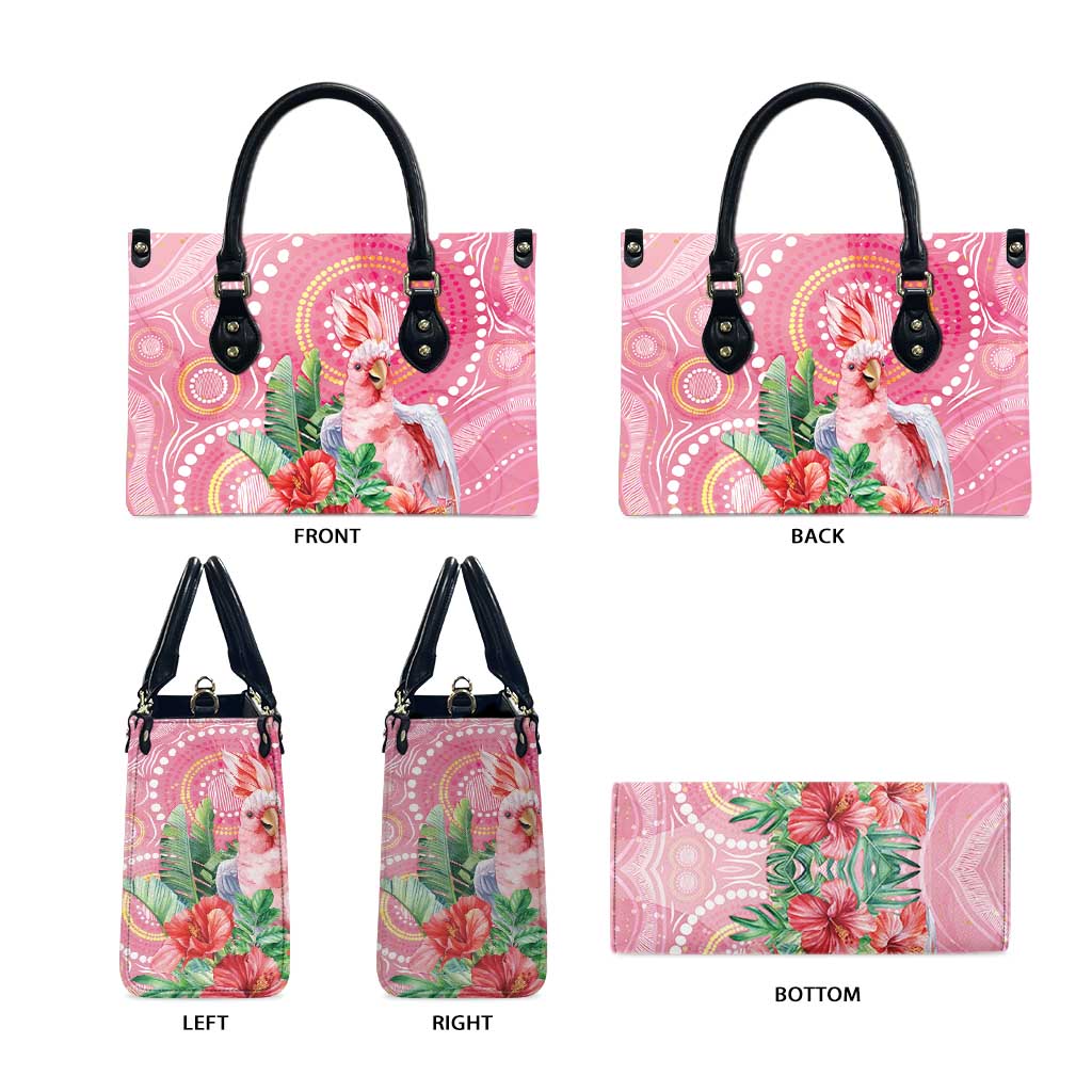 Breast Cancer Pink Cockatoo Leather Bag Indigenous Australia Watercolor Glaze - Aussie Hoodie