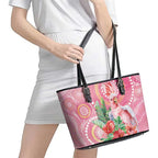 Breast Cancer Pink Cockatoo Leather Tote Bag Indigenous Australia Watercolor Glaze - Aussie Hoodie