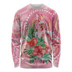 Breast Cancer Pink Cockatoo Long Sleeve Shirt Indigenous Australia Watercolor Glaze - Aussie Hoodie
