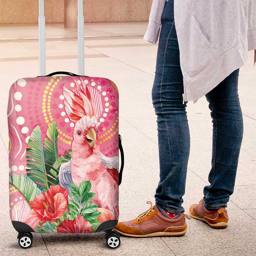 Breast Cancer Pink Cockatoo Luggage Cover Indigenous Australia Watercolor Glaze - Aussie Hoodie