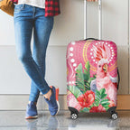 Breast Cancer Pink Cockatoo Luggage Cover Indigenous Australia Watercolor Glaze - Aussie Hoodie