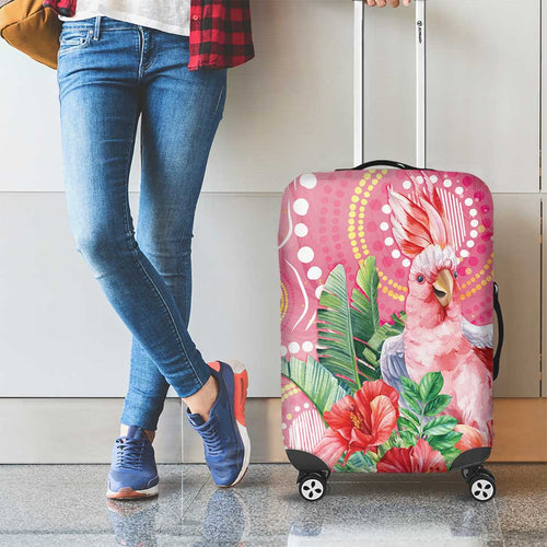 Breast Cancer Pink Cockatoo Luggage Cover Indigenous Australia Watercolor Glaze - Aussie Hoodie