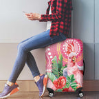 Breast Cancer Pink Cockatoo Luggage Cover Indigenous Australia Watercolor Glaze - Aussie Hoodie