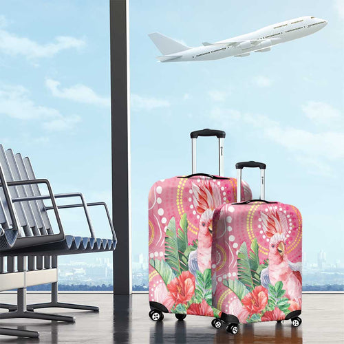 Breast Cancer Pink Cockatoo Luggage Cover Indigenous Australia Watercolor Glaze - Aussie Hoodie