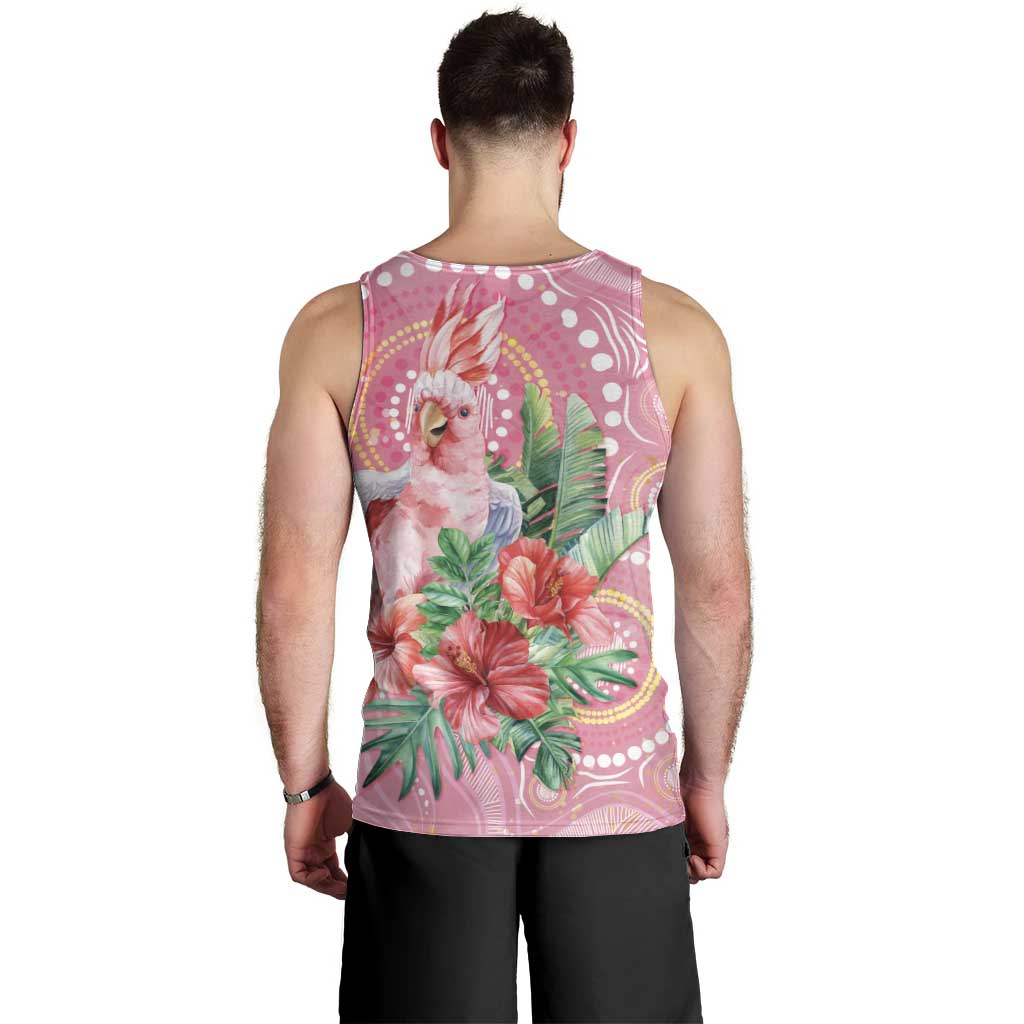 Breast Cancer Pink Cockatoo Men Tank Top Indigenous Australia Watercolor Glaze - Aussie Hoodie