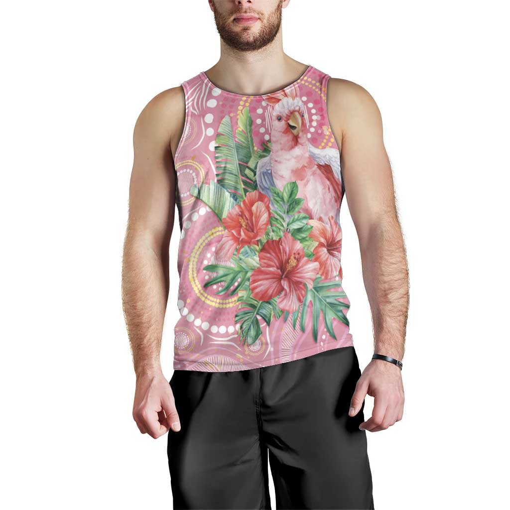 Breast Cancer Pink Cockatoo Men Tank Top Indigenous Australia Watercolor Glaze - Aussie Hoodie