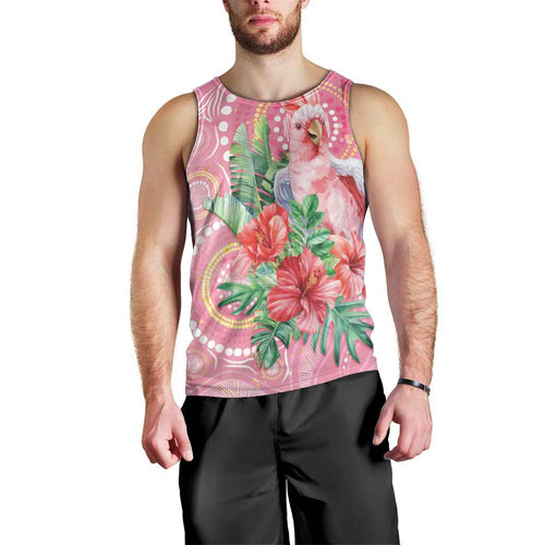 Breast Cancer Pink Cockatoo Men Tank Top Indigenous Australia Watercolor Glaze - Aussie Hoodie