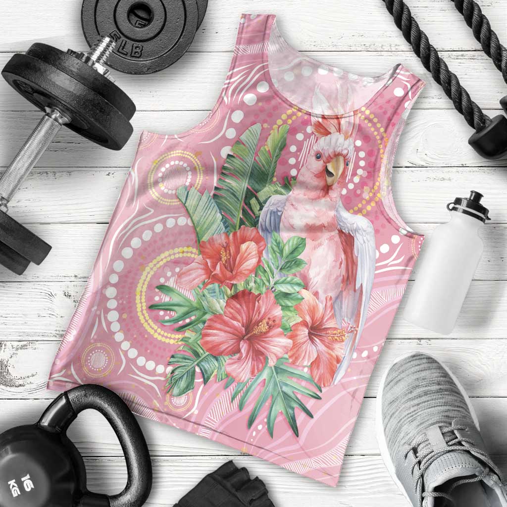 Breast Cancer Pink Cockatoo Men Tank Top Indigenous Australia Watercolor Glaze - Aussie Hoodie