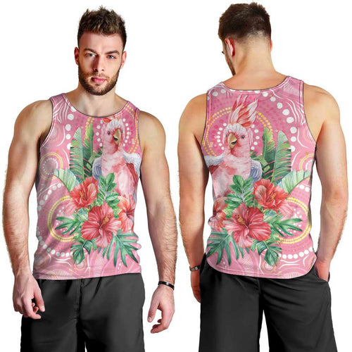 Breast Cancer Pink Cockatoo Men Tank Top Indigenous Australia Watercolor Glaze - Aussie Hoodie