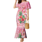 Breast Cancer Pink Cockatoo Mermaid Dress Indigenous Australia Watercolor Glaze - Aussie Hoodie