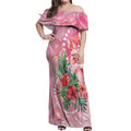 Breast Cancer Pink Cockatoo Off Shoulder Maxi Dress Indigenous Australia Watercolor Glaze - Aussie Hoodie