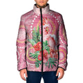 Breast Cancer Pink Cockatoo Padded Jacket Indigenous Australia Watercolor Glaze - Aussie Hoodie