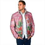 Breast Cancer Pink Cockatoo Padded Jacket Indigenous Australia Watercolor Glaze - Aussie Hoodie