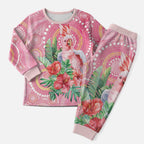 Breast Cancer Pink Cockatoo Christmas Pajama Set Australia Indigenous Watercolor Glaze - Aussie Hoodie