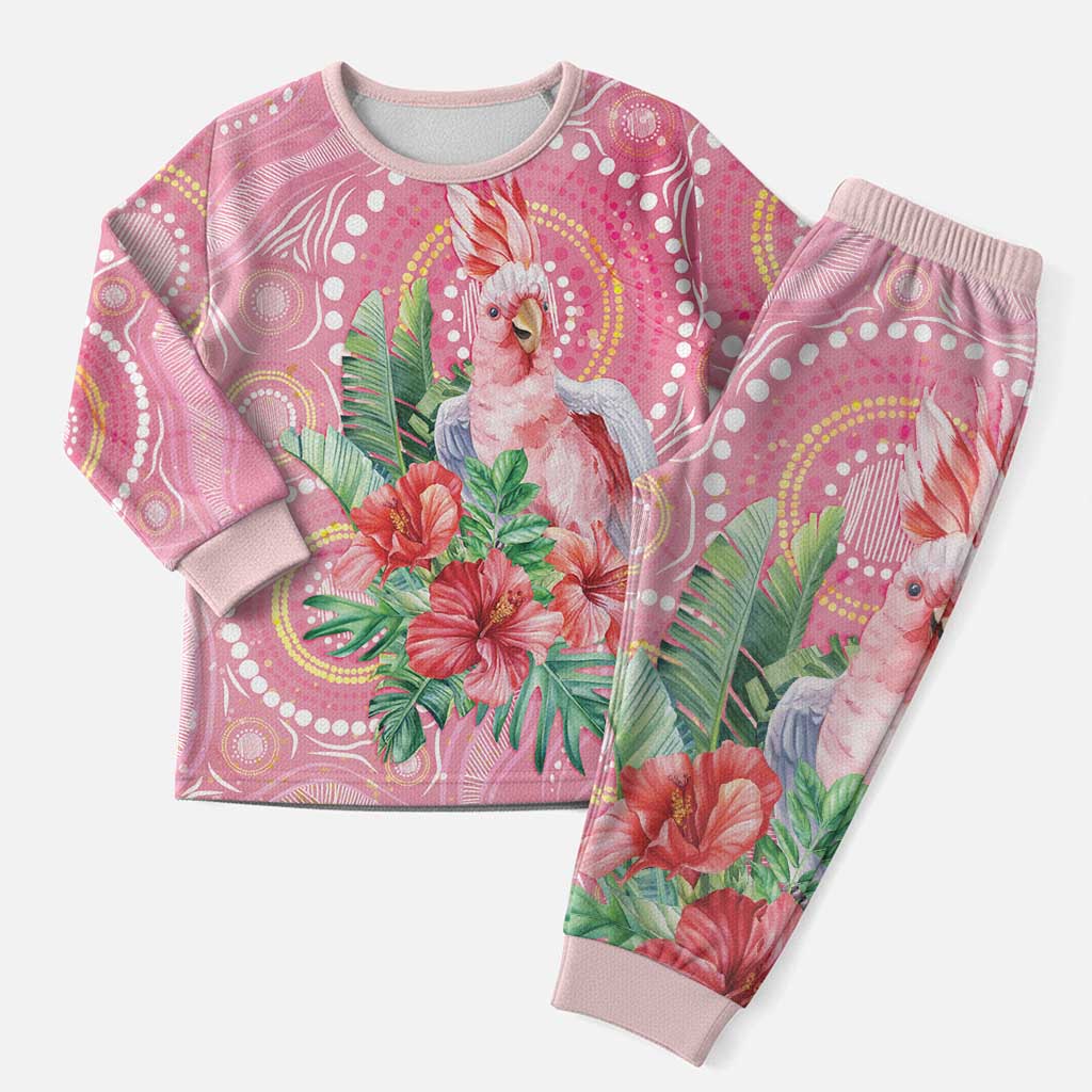 Breast Cancer Pink Cockatoo Christmas Pajama Set Australia Indigenous Watercolor Glaze - Aussie Hoodie