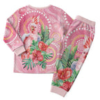 Breast Cancer Pink Cockatoo Christmas Pajama Set Australia Indigenous Watercolor Glaze - Aussie Hoodie
