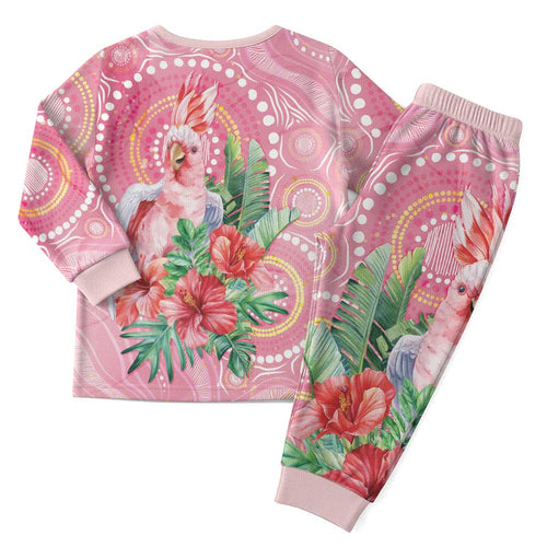 Breast Cancer Pink Cockatoo Christmas Pajama Set Australia Indigenous Watercolor Glaze - Aussie Hoodie