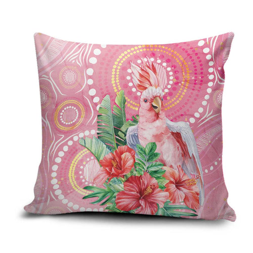 Breast Cancer Pink Cockatoo Pillow Cover Indigenous Australia Watercolor Glaze - Aussie Hoodie