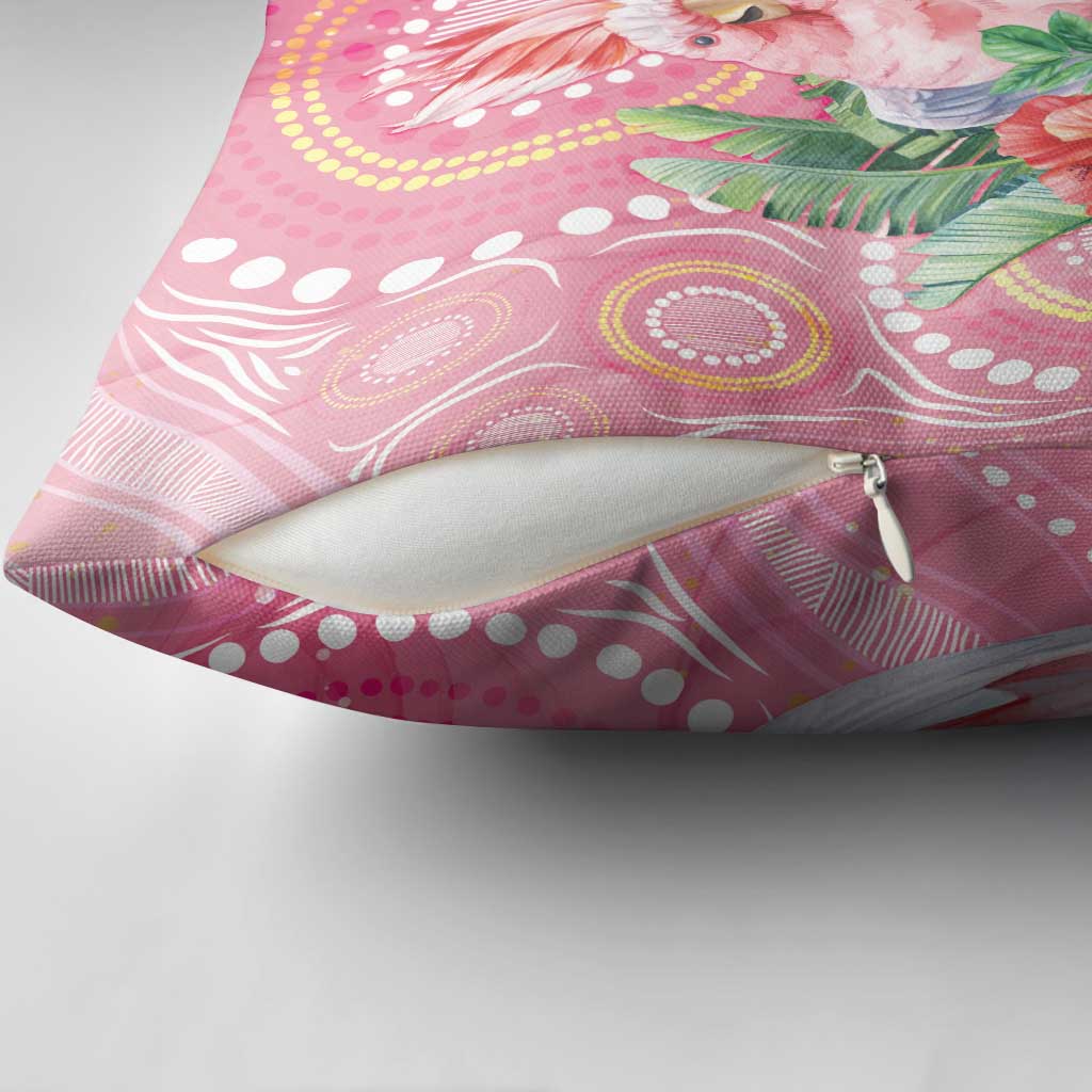 Breast Cancer Pink Cockatoo Pillow Cover Indigenous Australia Watercolor Glaze - Aussie Hoodie