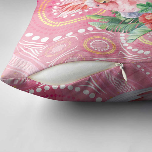 Breast Cancer Pink Cockatoo Pillow Cover Indigenous Australia Watercolor Glaze - Aussie Hoodie