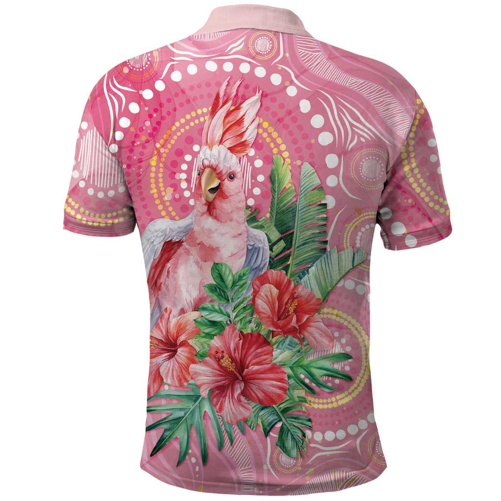 Breast Cancer Pink Cockatoo Polo Shirt Indigenous Australia Watercolor Glaze - Aussie Hoodie