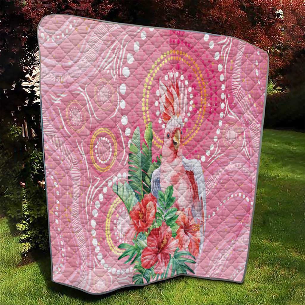 Breast Cancer Pink Cockatoo Quilt Indigenous Australia Watercolor Glaze - Aussie Hoodie