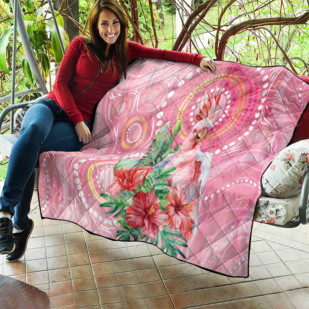 Breast Cancer Pink Cockatoo Quilt Indigenous Australia Watercolor Glaze - Aussie Hoodie