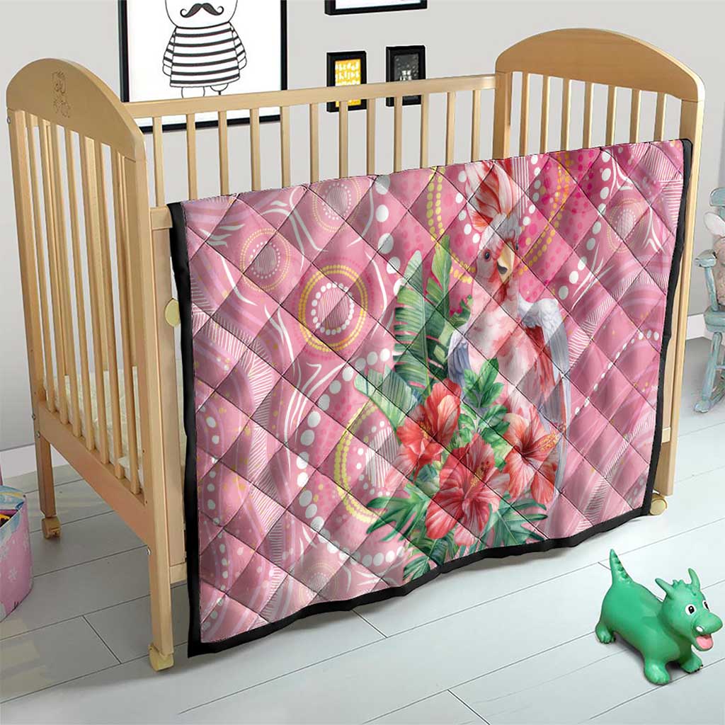 Breast Cancer Pink Cockatoo Quilt Indigenous Australia Watercolor Glaze - Aussie Hoodie