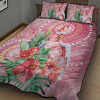 Breast Cancer Pink Cockatoo Quilt Bed Set Indigenous Australia Watercolor Glaze - Aussie Hoodie