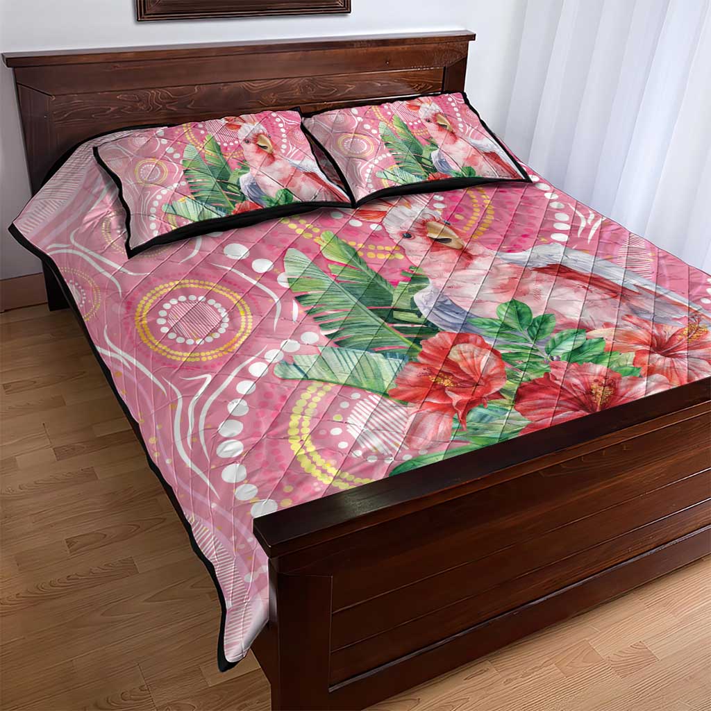 Breast Cancer Pink Cockatoo Quilt Bed Set Indigenous Australia Watercolor Glaze - Aussie Hoodie