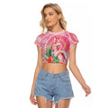 Breast Cancer Pink Cockatoo Raglan Cropped T Shirt Indigenous Australia Watercolor Glaze - Aussie Hoodie
