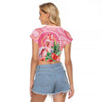Breast Cancer Pink Cockatoo Raglan Cropped T Shirt Indigenous Australia Watercolor Glaze - Aussie Hoodie