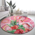 Breast Cancer Pink Cockatoo Round Carpet Indigenous Australia Watercolor Glaze - Aussie Hoodie