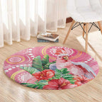 Breast Cancer Pink Cockatoo Round Carpet Indigenous Australia Watercolor Glaze - Aussie Hoodie