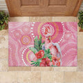 Breast Cancer Pink Cockatoo Rubber Doormat Indigenous Australia Watercolor Glaze - Aussie Hoodie