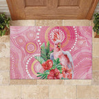 Breast Cancer Pink Cockatoo Rubber Doormat Indigenous Australia Watercolor Glaze - Aussie Hoodie