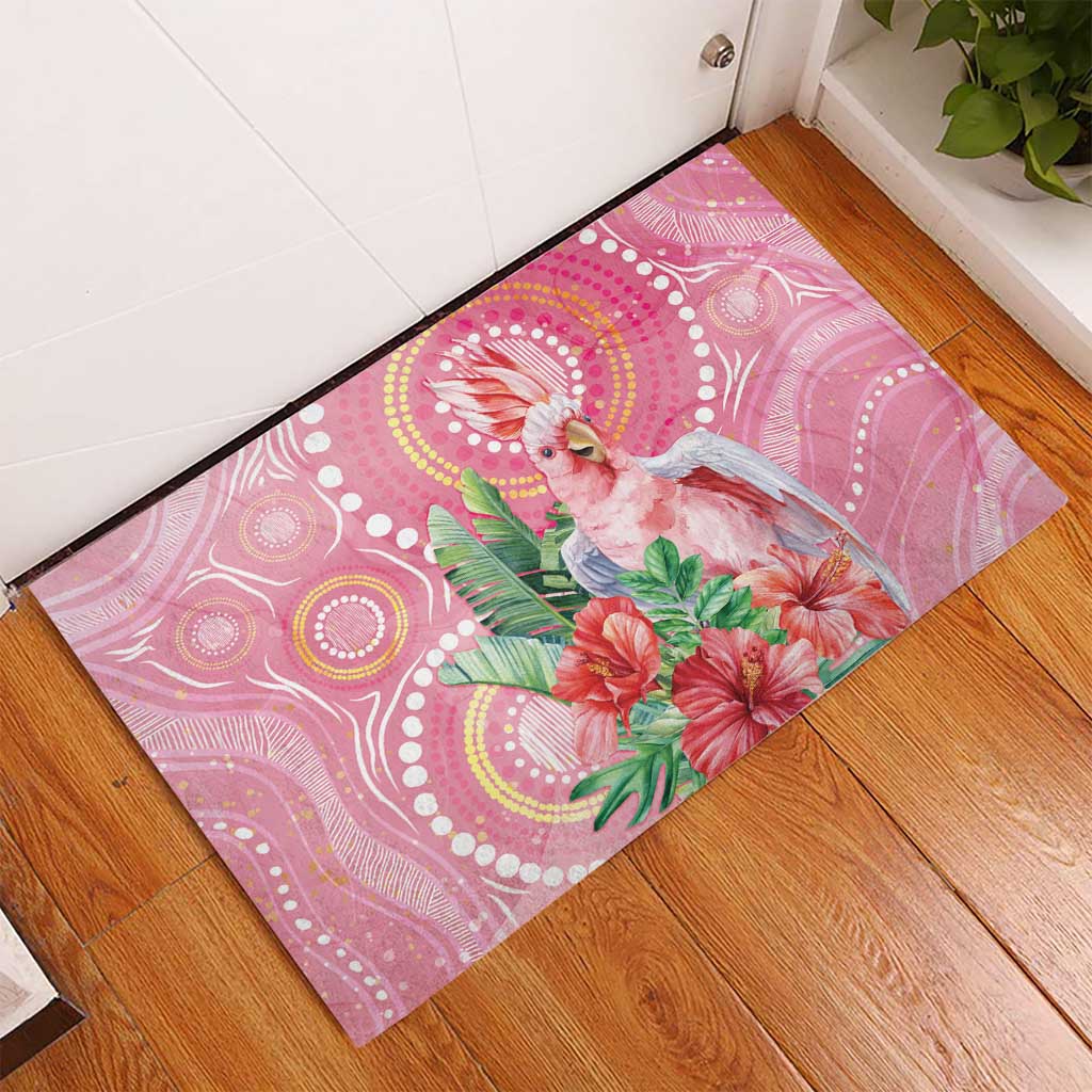 Breast Cancer Pink Cockatoo Rubber Doormat Indigenous Australia Watercolor Glaze - Aussie Hoodie